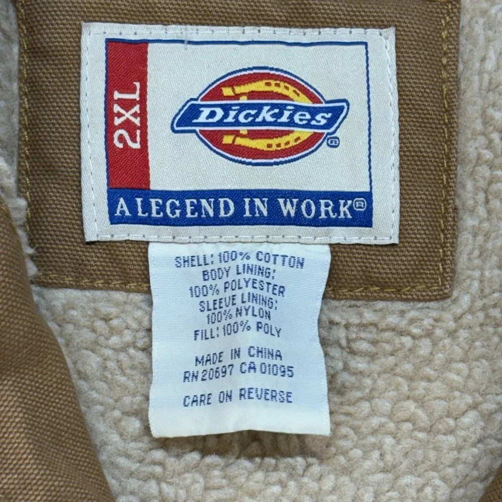 Vintage Dickies Hooded Jacket Men's 2XL Brown Duck Canvas Workwear Chore Detroit